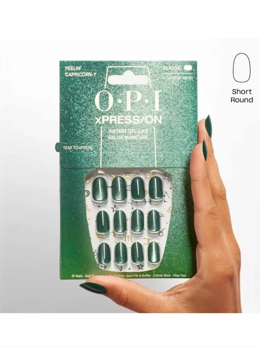 OPI EXPRESSION FEELIN' CAPRICORN-Y METALLIC GREEN INSTANT GEL-LIKE MANICURE.